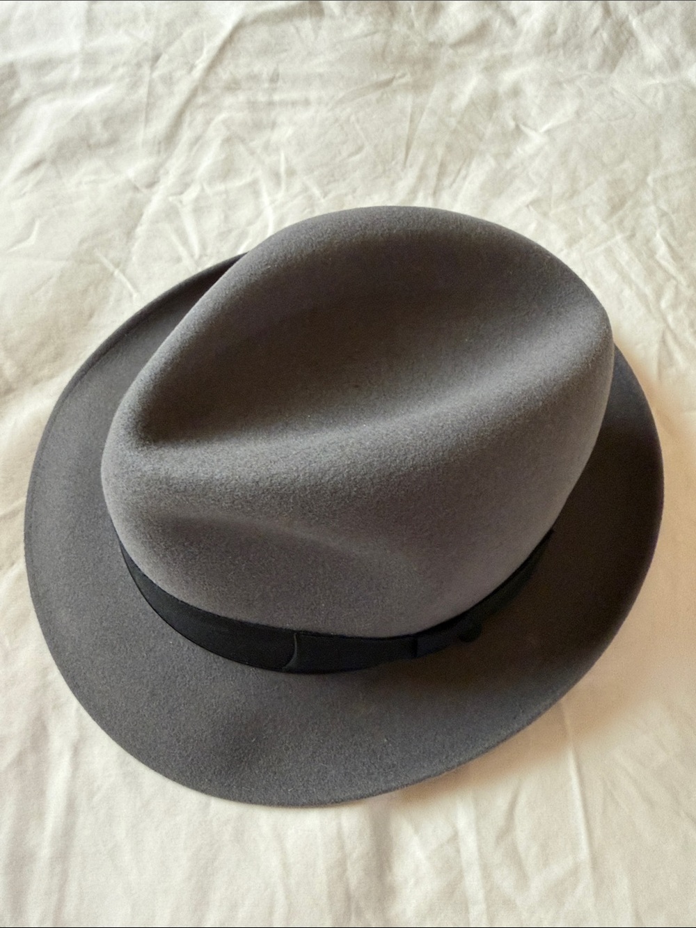 Selentino Gray Men's Felt Fedora Hat with Black Band - Picture 3 of 9